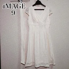 W13 iMAGE イマージュ　ワンピース　白色　ノースリーブ　腰リボン　サイズ9 レース　古着