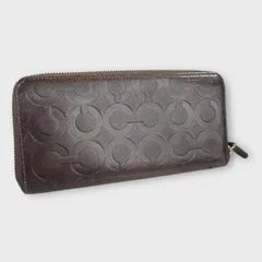 Coach オプアート エンボスド レザー 長財布 ダークブラウン コーチ 財布 F60735 レザー