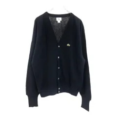90年代 USA製 IZOD LACOSTE アイゾッド ラコステ アクリルニット カーディガン ネイビー(メンズ L)中古 古着 V0597