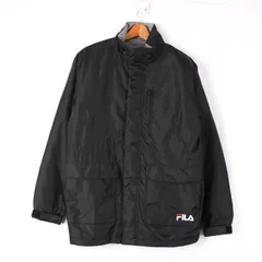 フィラ ナイロンジャケット 中綿 ウィンドブレーカー ハイネック スポーツウエア アウター メンズ Lサイズ ブラック FILA 【中古】