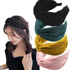 【迅速発送】サムコス 4色セット ヘアバンド レディース カチューシャ 可愛い ヘアアクセサリー 髪飾り 滑り止め 幅広 ヘアターバン カジュアル ヘッドバンド お風呂/ヨガ/洗顔用に