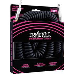 ERNIE BALL 6044 30' COILED STRAIGHT / STRAIGHT INSTRUMENT CABLE - BLACK ギターケーブル 【アーニーボール】
