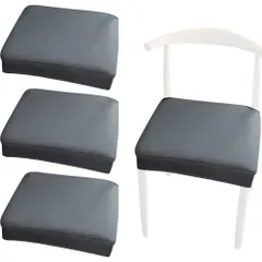 Color:ダークグレー_Size:4枚セット YUYAKESHI 椅子 カバー レザー 座面カバー 椅子カバー チェアカバー 洗える レストラン 伸縮素材 汚れ防止 ダイニダイニングング座面 取り外し 長さ35-48cm 幅35-45cm(ダークグレー・4枚