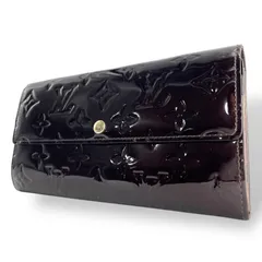 美品 Louis Vuitton ルイヴィトン ポルトフォイユサラ ヴェルニ M93524 長財布 エナメル パテントレザー ワインレッド アマラント ゴールド金具 モノグラム レディース W3