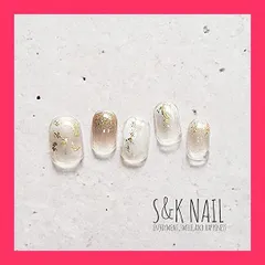 ★スタッフおすすめ★S＆K NAIL ホワイトニュアンス ＆ ゴールド ニュアンス ネイルシール 硬化タイプ 硬化不要 クリア 貼るだけ シンプル 手 春 夏 ウェディング ブライダル 結婚式 白 ８サイズ２０枚入り 日本製