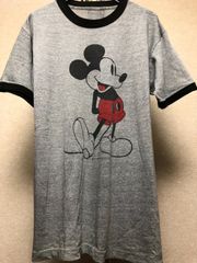 U.S.A.製オールドエイティーズMickeyリンガーシモフリTee黄金サイズ