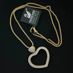 【美品】スワロフスキー ハートモチーフ ネックレス ゴールド×クリスタル　1004004