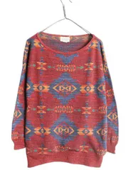 【お得なクーポン配布中!】 デニム&サプライ ラルフローレン ネイティブ コットン ニット セーター レディース S / 古着 ポロ カットソー ボートネック マルチカラー