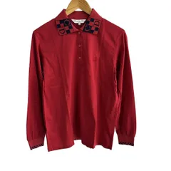 ChristianDiorSports(クリスチャンディオールスポーツ) 長袖ポロシャツ サイズM メンズ美品  - レッド×ダークネイビー