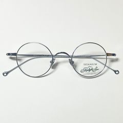 処分価格 未使用・新品】イタリア社 小振り 丸メガネ シルバー チタン素材 / 純正ケース他付属付
