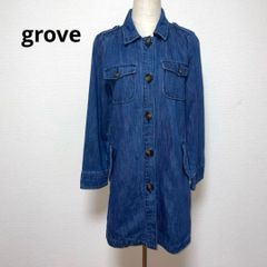 grove グローブ デニムブルー ロング丈 デニムジャケット M - メルカリ