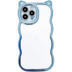 LuceTerra iPhone13 クリアケース 猫耳 スマホケース 可愛い 韓国 透明 ねこ iPhone13 blue 293