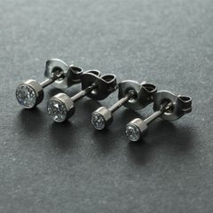 【チタンピアス 幅5mm 1ペア】[Adelina Style] 純チタン スタッド ピアス 人気 つけっぱなし メンズ レディース 5A キュービックジルコニア 20G 金属アレルギー対応 男女 両耳 プレゼント