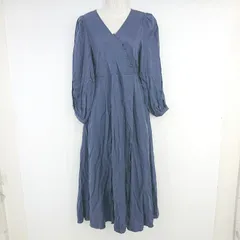 ◇ EVERY.VERY NICE CLAUP カシュクール くすみカラー 長袖 膝下丈 ワンピース サイズF サックスブルー系 レディース P  【1306120032617】