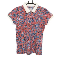 ★特価★ジャックバニー 半袖ポロシャツ レッド×ネイビー 総柄 魚 ヒトデ  レディース 0(Ｓ) ゴルフウェア Jack Bunny