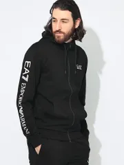 EMPORIO ARMANI (エンポリオアルマーニ) 袖ロゴプリント フルジップ パーカー EA77M568AF13512 ブラック