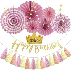 Hapipa 誕生日 飾り付け バルーン 風船 ガーランド happy birthday 大 人気 デコレーションセット( ピンク)