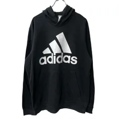 adidas ロゴスウェット パーカー L ブラック アディダス フーディー プルオーバー プリント カットソー 古着卸 アメリカ仕入 a709-5889