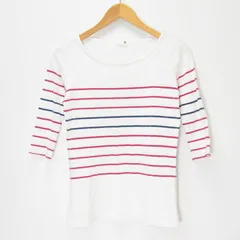 le coq sportif ルコックスポルティフ レディース M カットソー Tシャツ ロンT 七分袖 ボーダー ホワイト 白 QL-135121