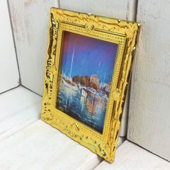 p122◆穏やかな海辺の風景◆ ドールハウス 用 ミニチュア 絵画 ピクチャー 壁画 人物画 美術品 絵 Doll House Blythe ブライス リーメント
