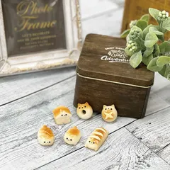 ミニチュア 柴犬パン（6個セット） レジン ネコポス発送　　　　　　　　　　　インテリア 趣味 手芸 雑貨 装飾 飾り ディスプレイ デコレーション クラフト 柴犬 ドッグ フェイク イミテーション Shiba Inu 食パン ドーナツ （E0010）