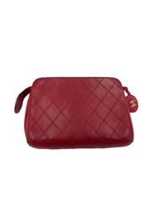 シャネル CHANEL ビコローレ ポーチ クラッチバッグ　赤 レディース ラムスキン  【中古】