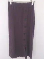 ◇ ROSE BUD ローズバッド ニット ウエストゴム フロントボタン 膝下丈 タイト スカート サイズF パープル レディース  【中古】 【1205310001672】