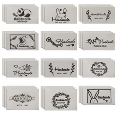 ハンドメイド タグ 綿布タグ 手芸用品 約4*2cm 12種 36枚セット 手芸材料 縫製 DIY 手作り Handmade ポーチ/衣類/帽子などに飾り かわいい おしゃれ