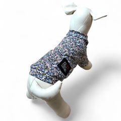 【ラグランTシャツ】犬服 リバティプリント リバティファブリック ベッツィアン（グレー）ドッグウェア かわいい 花柄 フラワー 日本製