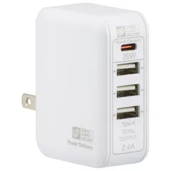 【新品・７営業日以内発送】オーム電機 MAV-AUPD2032-W ＡＣアダプター（USB PD Type-C[20W MAX]+Type-A×3/ホワイト） MAVAUPD2032W【沖縄離島販売不可】