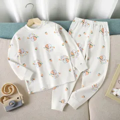 ☆ ウサギ ☆ 130cm ☆ キッズ パジャマ ルームウェア 長袖 コットン キッズ パジャマ ルームウェア 長袖 コットン 部屋着 寝巻き 寝巻 ナイトウェア キッズパジャマ 長袖Tシャツ 長ズボン ロングパンツ クルーネック セットアップ 丸首 上下