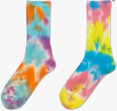 Healthknit ヘルスニット タイダイ ソックス クルー丈 靴下 2足セット Mサイズ 25-27cm 綿100% メンズ レディース ユニセックス