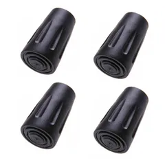 アウトドアトレッキングポール杖先カバー　 松葉杖 滑り止めヘッド　ステッキ 丸棒 足裏保護カバー 松葉杖交換用エンド　ステッキ アクセサリー 4点セット (ブラック)