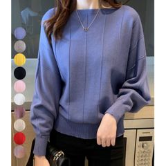 ドルマンスリーブ ニット トップス 長袖 ボートネック レディース M～Lサイズ