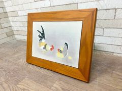 ◆上村松篁 陶板額「倭鶏ちゃぼ」絵 にわとり 陶画 陶板 陶器 古美術 立て掛け インテリア 壁掛け 飾り 額装 美術品 (他152)