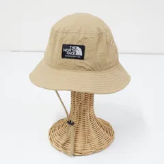 THE NORTH FACE ザ・ノース・フェイス USED美品 キャンプサイドハット ベージュ キッズ ワッペンロゴ Lサイズ NNJ02004 X7920