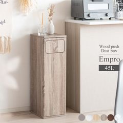 45L スリム縦型1段プッシュダストボックス Empro 幅25cm ごみ箱に見えないスタイリッシュなおしゃれゴミ箱 においが漏れにくい扉付き キッチンリビング家具