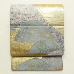 中古 袋帯 六通柄 フォーマル用 正絹 波 風景柄 金・銀