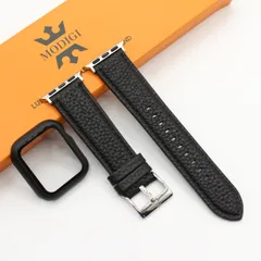 MODIGI Apple Watch  バンド アップルウォッチベルト アップルウォッチカバー オレンジ ブラック 本革 保護ケース付き  4/5/6/7/8/9/SE/SE2/ Ultra 1/240mm 41mm 44mm 45mm 49mmのサムネイル