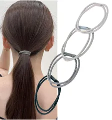 [Herbeluemily] ヘアゴム 黒 モノトーン 4本セット 髪ゴム 大人 お洒落 ベーシック シンプル B [Bタイプ]