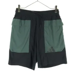 美品 adidas アディダス プリントロゴ ショートパンツ M ブラック フラップポケット メンズ 古着