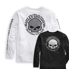 ハーレーダビッドソン スカル ロングスリーブTシャツ 長袖 トレーナー 白 黒