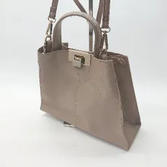 ◇ Θ RODE SKO ロデスコ フェイクレザー 2way ハンド ショルダー バッグ グレージュ系 レディース E  【1506130015666】