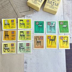 409・【在庫限り】マッチラベル　　チェア　12柄　1978年頃　　レア　アンティーク　ラベルシート 切手趣味週間　コレクション　海外ヴィンテージ　蚤の市　海外アンティーク　図鑑　コレクション　ラベル　海外紙物　チェコ