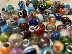 ヨーロピアン風大穴ガラスビーズミックスセット訳あり約100個