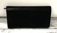 値下げ❗️YVES SAINT LAURENT イヴ・サンローラン ロゴ 黒 長財布 二つ折り長財布 ブラック レザー