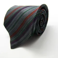 ランバン ブランド ネクタイ シルク ストライプ柄 ハンドメイド PO メンズ グレー LANVIN 【中古】