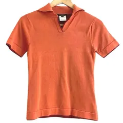 BURBERRY LONDON バーバリー ロンドン 綿 コットン ニット 半袖 ポロシャツ レディース 1 オレンジ