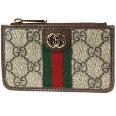 GUCCI/グッチ　オフィディア ウェブ GGスプリーム　コインケース/カードケース　GGスプリームキャンバス×カーフレザー　ベージュ×ブラウン×ゴールド金具　671723【新品同様品】