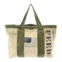 ダブルアールエル RRL ラルフローレン ヴィンテージフィードバッグ Vintage Feed Bag トートバッグ キャンバス ダメージ加工 ロゴプリント タグ付き アイボリー カーキ 33266818 /YT